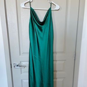 Satin Cowl Neck Midi Dress